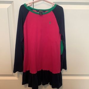 Like New Ralph Lauren knee length/midi dress hot pink and navy blue